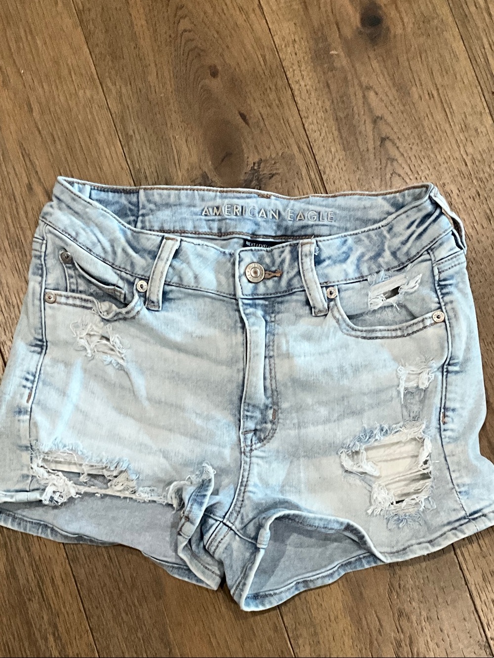 American Eagle Outfitters Light Wash Distressed Denim Shorts